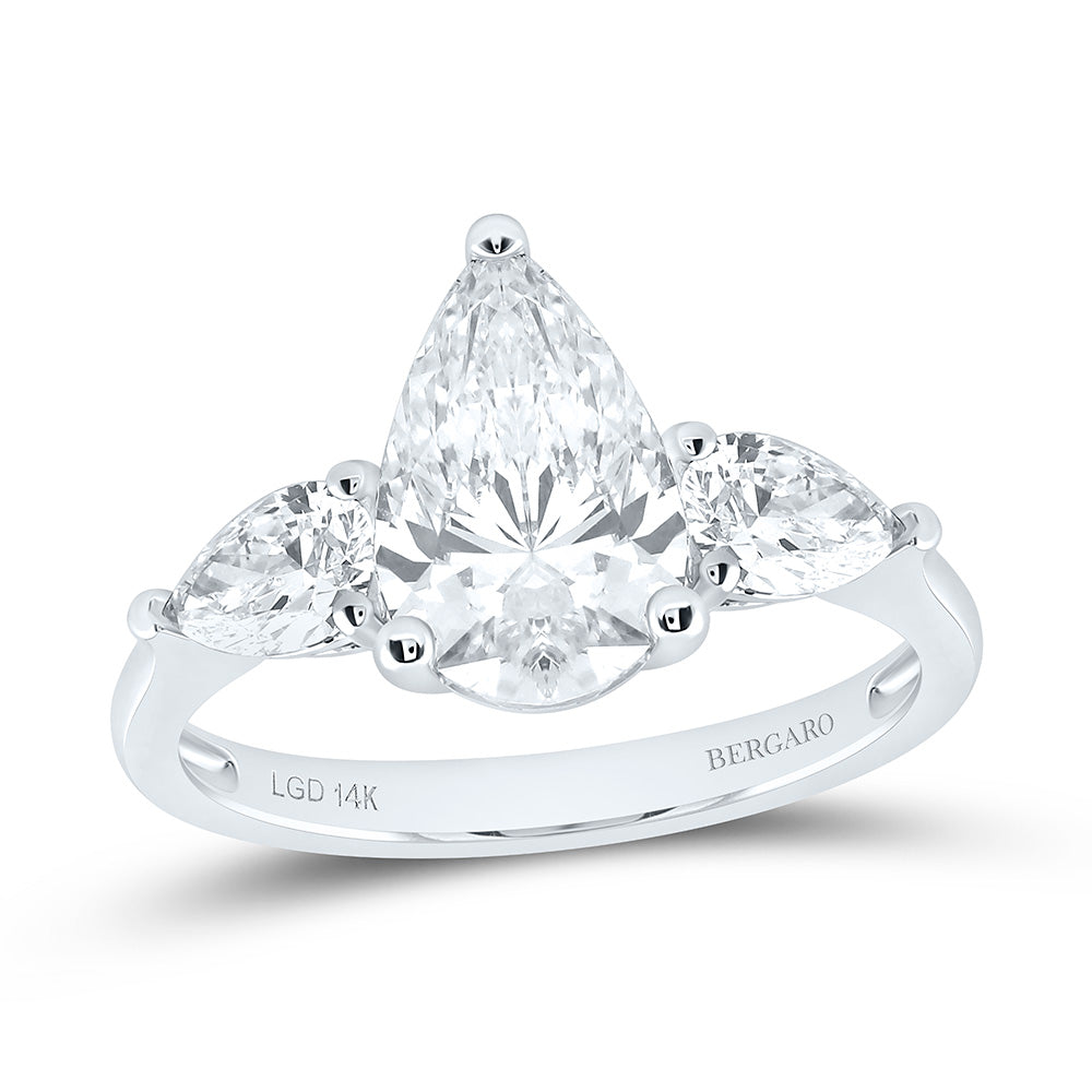 14K Yellow Or White Gold 2 3/4 Cttw Lab Grown Diamond 2 Cttw Center Pear Engagement Ring