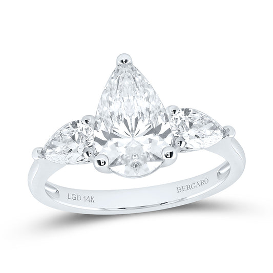 14K Yellow Or White Gold 2 3/4 Cttw Lab Grown Diamond 2 Cttw Center Pear Engagement Ring