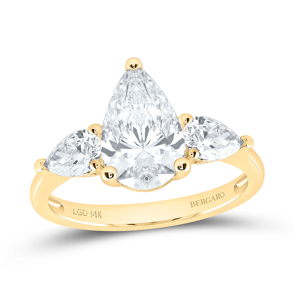 14K Yellow Or White Gold 2 3/4 Cttw Lab Grown Diamond 2 Cttw Center Pear Engagement Ring
