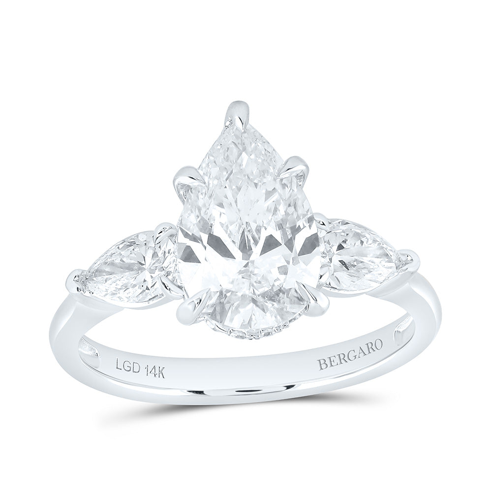 14K Yellow Or White Gold 2 3/4 Cttw Lab Grown Diamond 2 Cttw Center Pear Engagement Ring