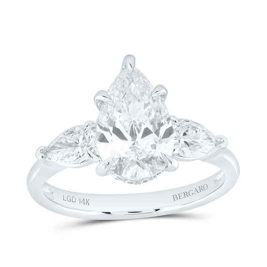 14K Yellow Or White Gold 2 3/4 Cttw Lab Grown Diamond 2 Cttw Center Pear Engagement Ring