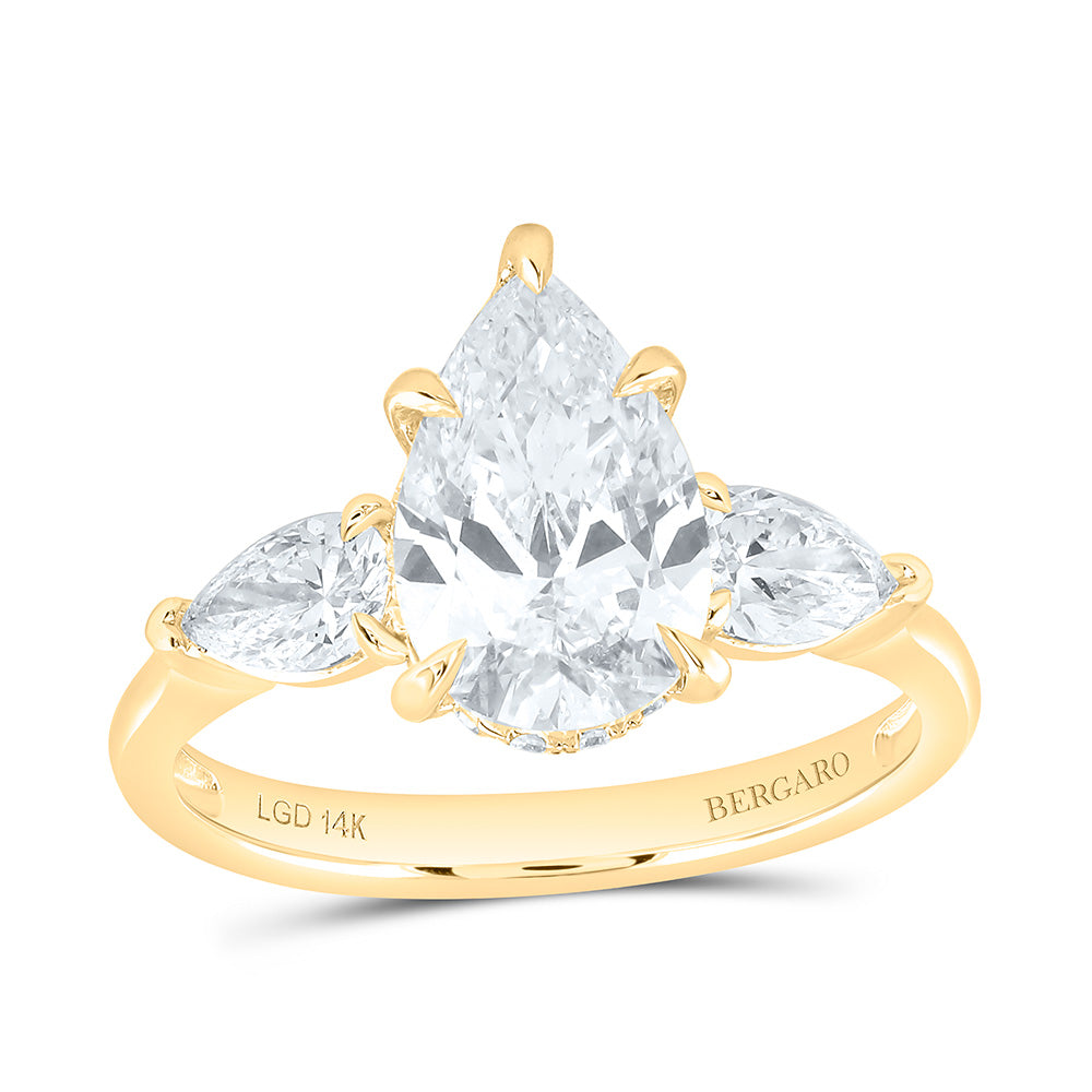 14K Yellow Or White Gold 2 3/4 Cttw Lab Grown Diamond 2 Cttw Center Pear Engagement Ring