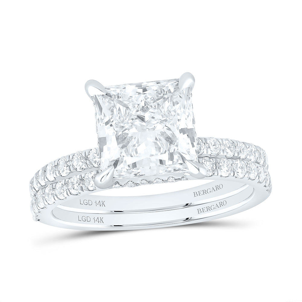14K Yellow Or White Gold 3 3/4 Cttw Lab Grown Diamond 3 Cttw Center Princess Bridal Set