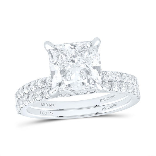 14K Yellow Or White Gold 3 3/4 Cttw Lab Grown Diamond 3 Cttw Center Princess Bridal Set