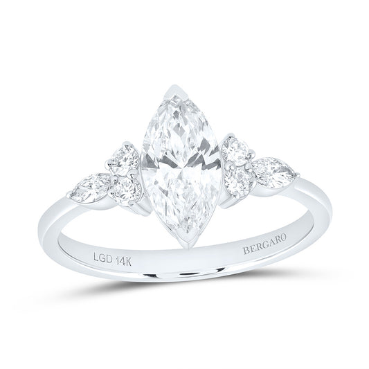 14K Yellow Or White Gold 1 1/3 Cttw Lab Grown Diamond 1 Cttw Center Marquise Engagement Ring