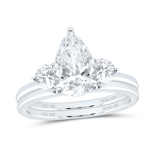 14K Yellow Or White Gold 2 5/8 Cttw Lab Grown Diamond 2 Cttw Center Pear Bridal Set