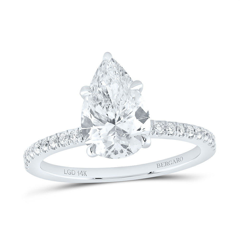 14K Yellow Or White Gold 2 1/4 Cttw Lab Grown Diamond 2 Cttw Center Pear Engagement Ring