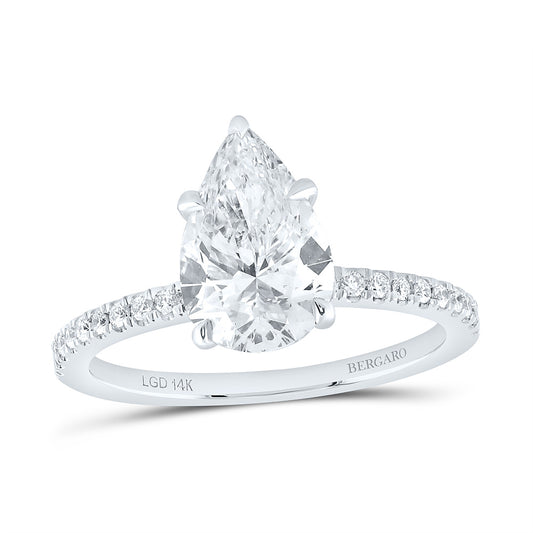 14K Yellow Or White Gold 2 1/4 Cttw Lab Grown Diamond 2 Cttw Center Pear Engagement Ring