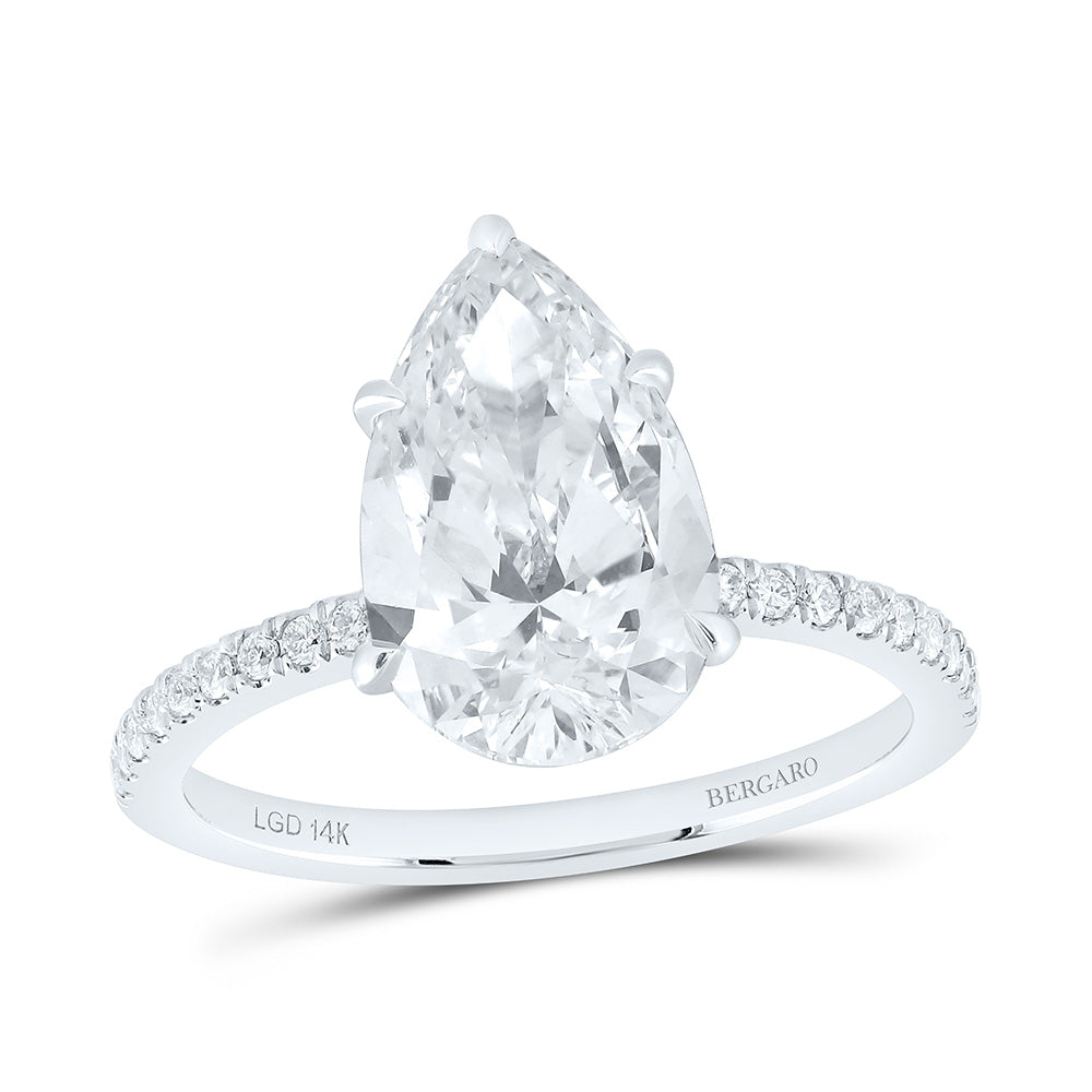 14K Yellow Or White Gold 2 1/3 Cttw Lab Grown Diamond 2 Cttw Center Pear Engagement Ring
