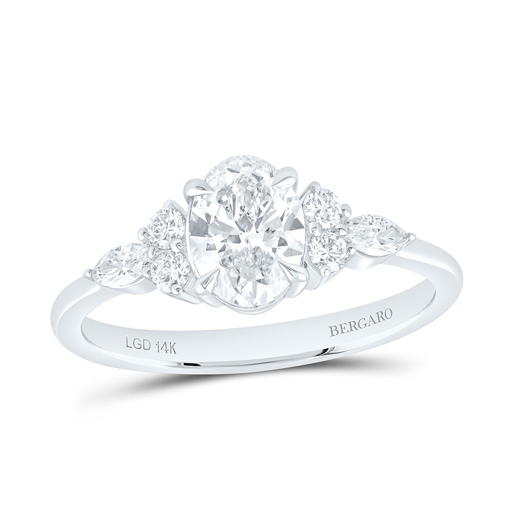 14K Yellow Or White Gold 1 1/5 Cttw Lab Grown Diamond 7/8 Cttw Center Oval Engagement Ring