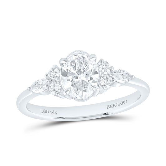 14K Yellow Or White Gold 1 1/5 Cttw Lab Grown Diamond 7/8 Cttw Center Oval Engagement Ring