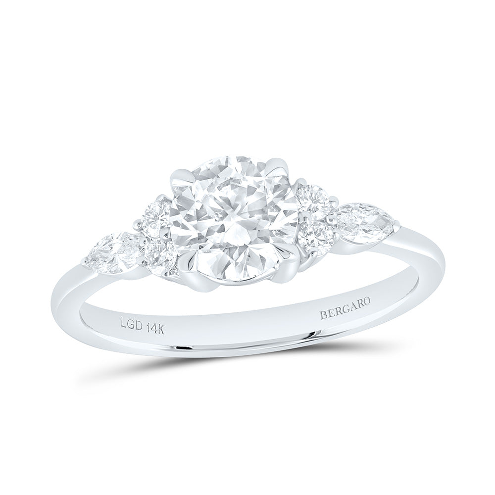 14K Yellow Or White Gold 1 1/4 Cttw Lab Grown Diamond 1 Cttw Center Round Engagement Ring