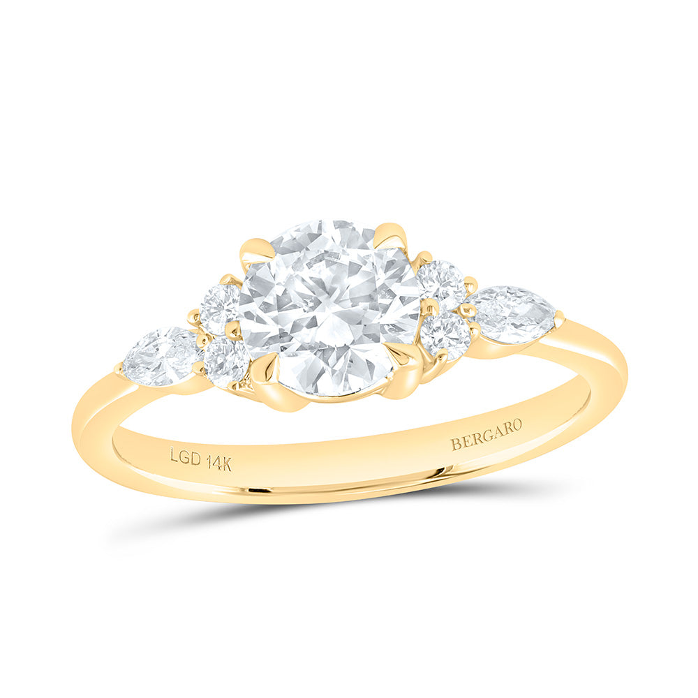 14K Yellow Or White Gold 1 1/4 Cttw Lab Grown Diamond 1 Cttw Center Round Engagement Ring