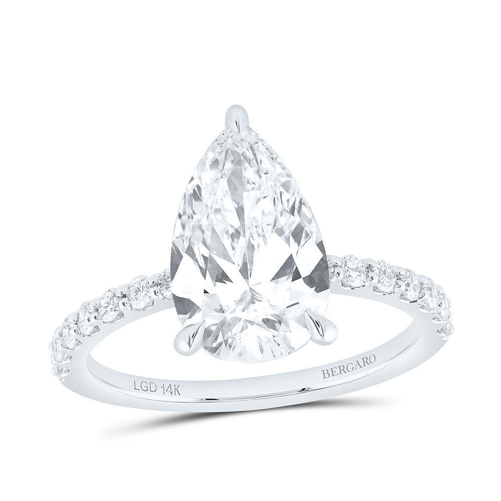 14K Yellow Or White Gold 3 1/3 Cttw Lab Grown Diamond 3 Cttw Center Pear Engagement Ring