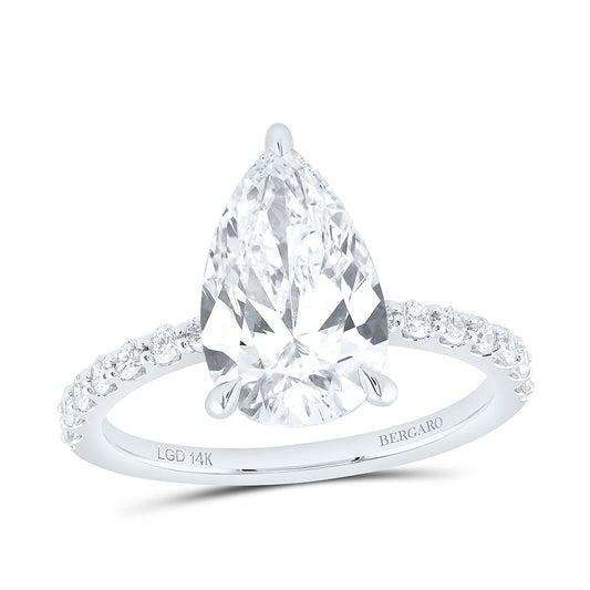 14K Yellow Or White Gold 3 1/3 Cttw Lab Grown Diamond 3 Cttw Center Pear Engagement Ring