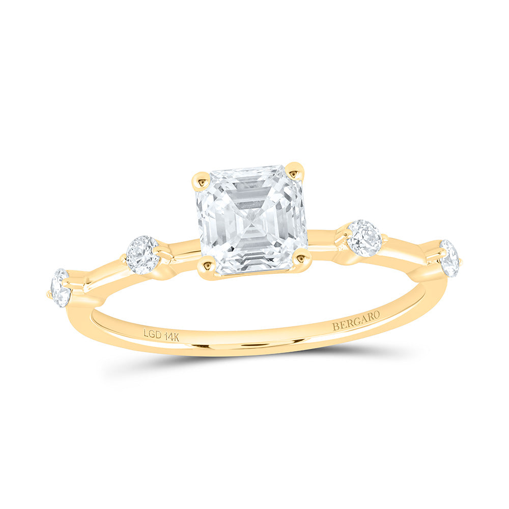 14K Yellow Gold 1 Cttw Lab Grown Diamond 1 Cttw Center Asscher Engagement Ring