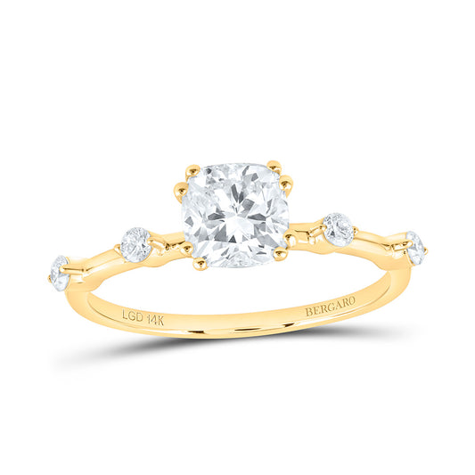 14K Yellow Gold 1 Cttw Lab Grown Diamond 1 Cttw Center Cushion Engagement Ring