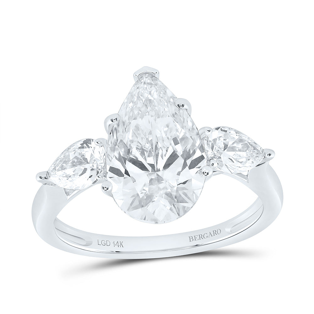 14K Yellow Or White Gold 3 3/4 Cttw Lab Grown Diamond 3 Cttw Center Pear Engagement Ring