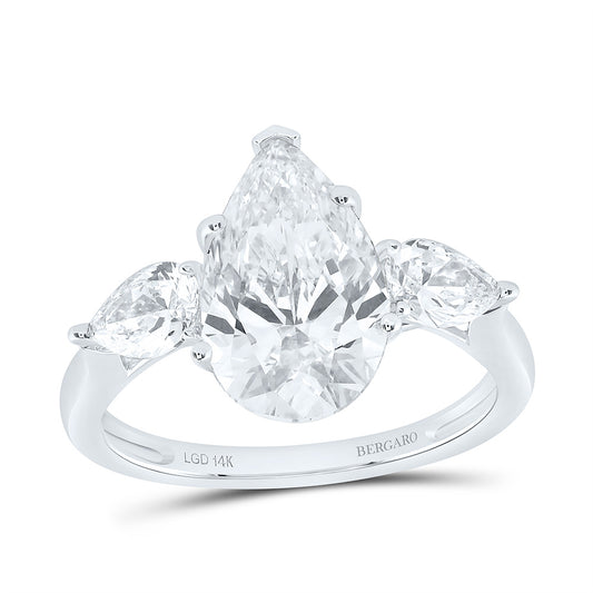 14K Yellow Or White Gold 3 3/4 Cttw Lab Grown Diamond 3 Cttw Center Pear Engagement Ring