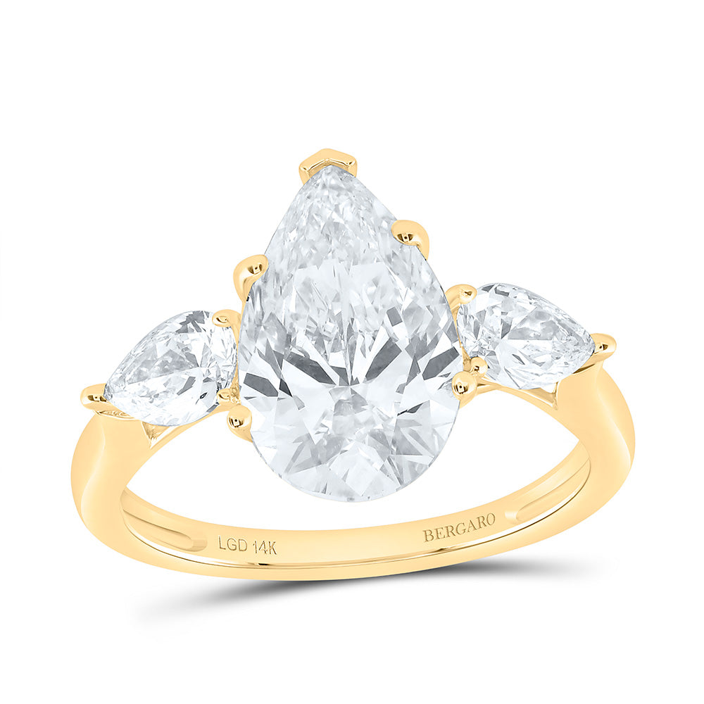 14K Yellow Or White Gold 3 3/4 Cttw Lab Grown Diamond 3 Cttw Center Pear Engagement Ring