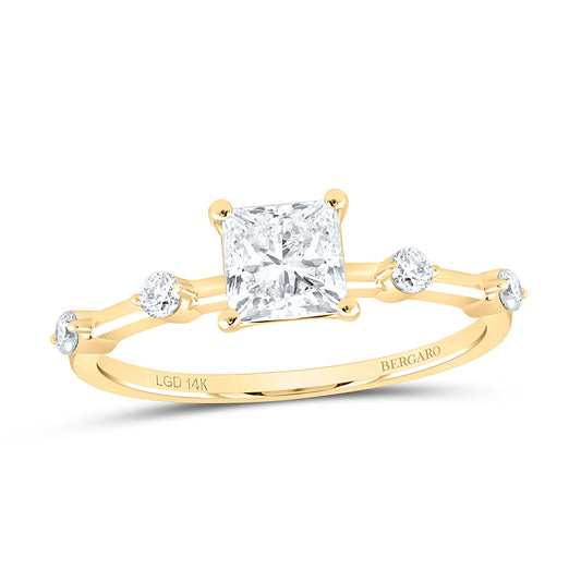14K Yellow Gold 1 Cttw Lab Grown Diamond 1 Cttw Center Princess Engagement Ring