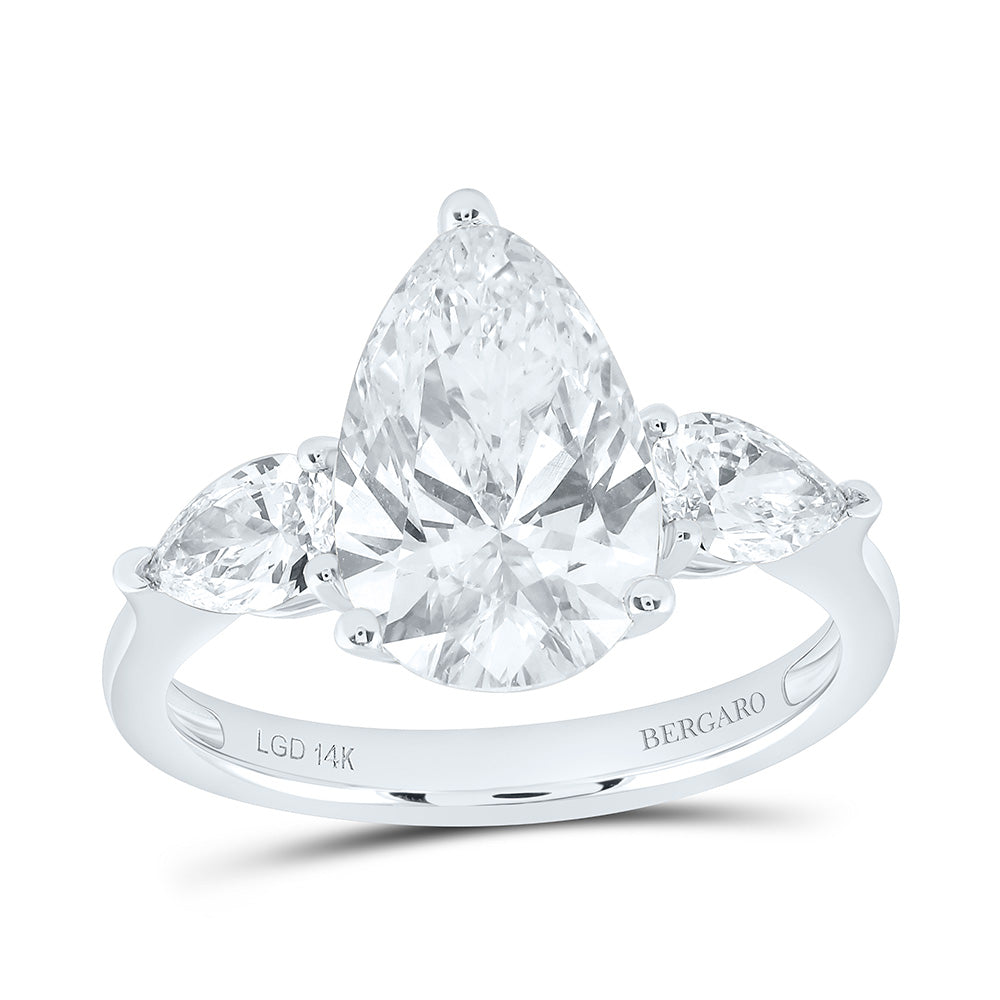 14K Yellow Or White Gold 3 5/8 Cttw Lab Grown Diamond 3 Cttw Center Pear Engagement Ring
