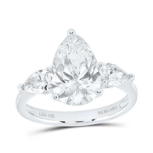 14K Yellow Or White Gold 3 5/8 Cttw Lab Grown Diamond 3 Cttw Center Pear Engagement Ring