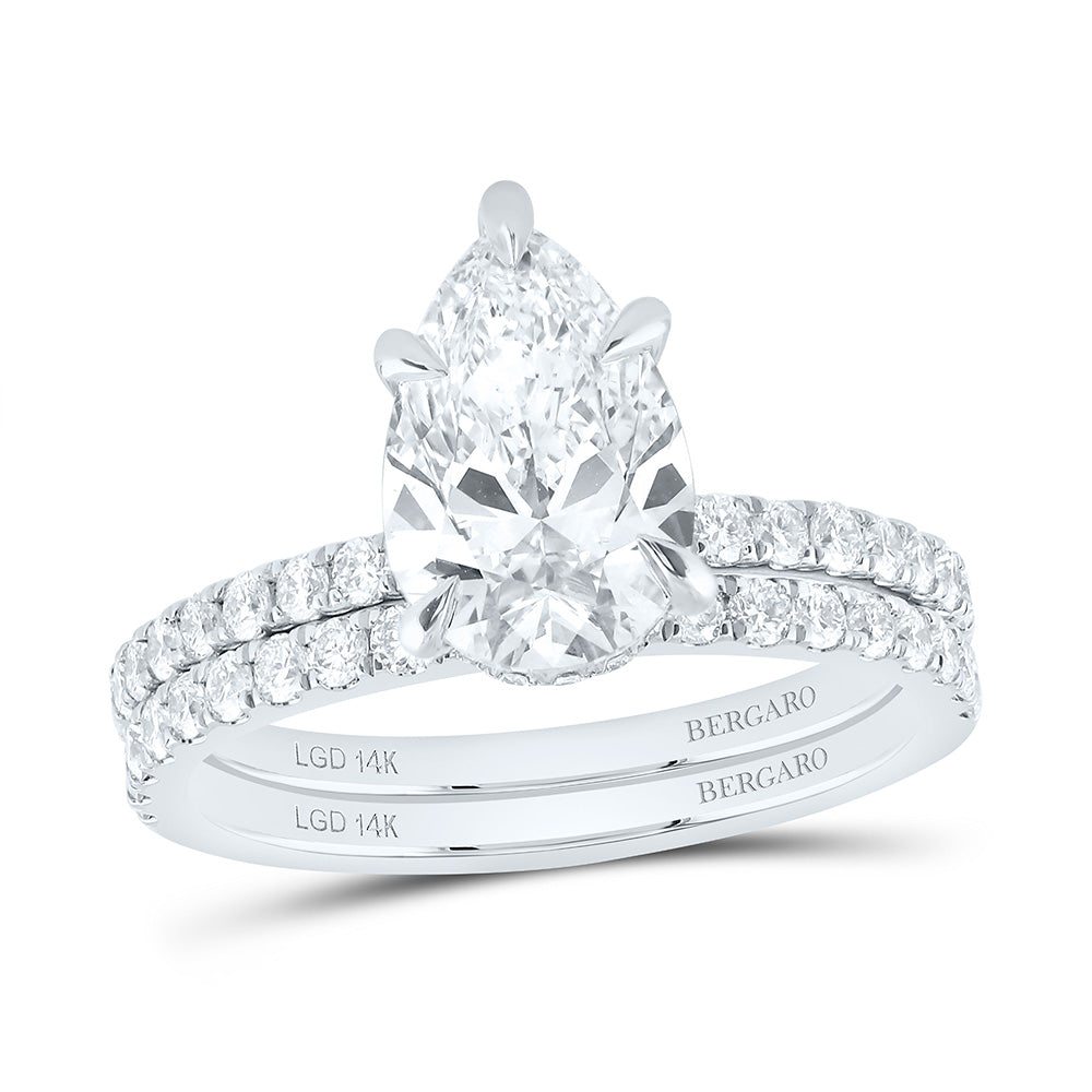 14K Yellow Or White Gold 2 3/4 Cttw Lab Grown Diamond 2 Cttw Center Pear Bridal Set
