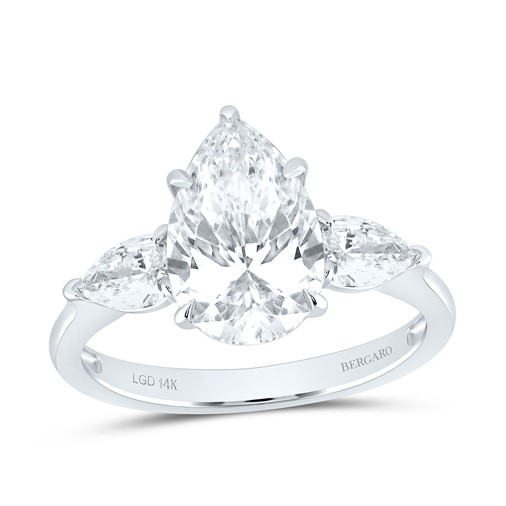 14K Yellow Or White Gold Lab Grown Diamond 3 Cttw Center Pear Engagement Ring