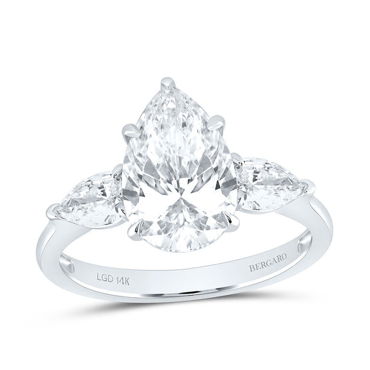 14K Yellow Or White Gold Lab Grown Diamond 3 Cttw Center Pear Engagement Ring