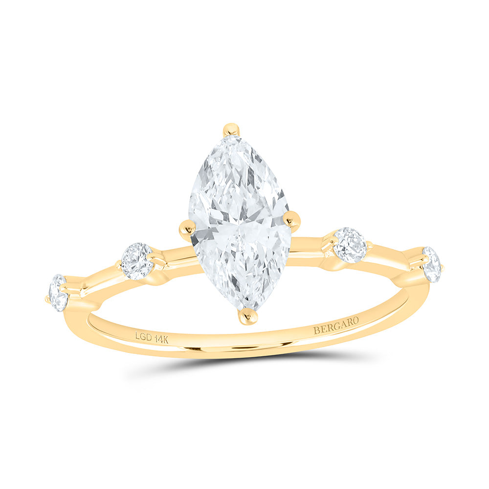14K Yellow Gold 1 Cttw Lab Grown Diamond 1 Cttw Center Marquise Engagement Ring