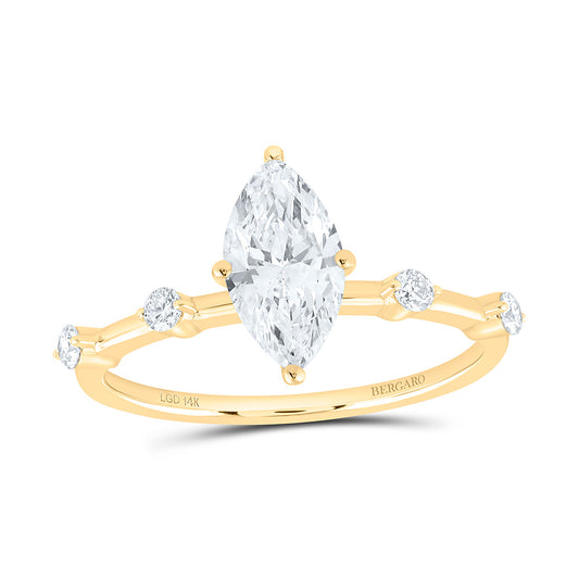 14K Yellow Gold 1 Cttw Lab Grown Diamond 1 Cttw Center Marquise Engagement Ring