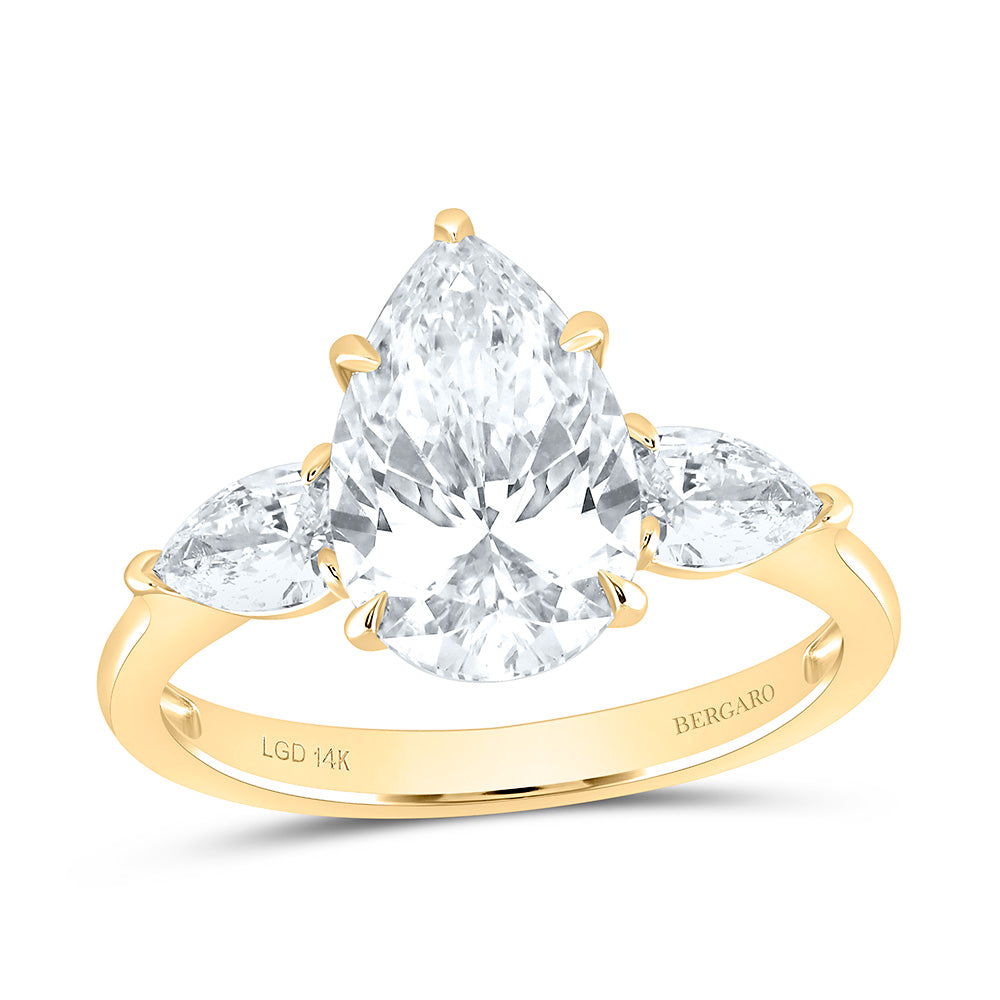 14K Yellow Or White Gold Lab Grown Diamond 3 Cttw Center Pear Engagement Ring