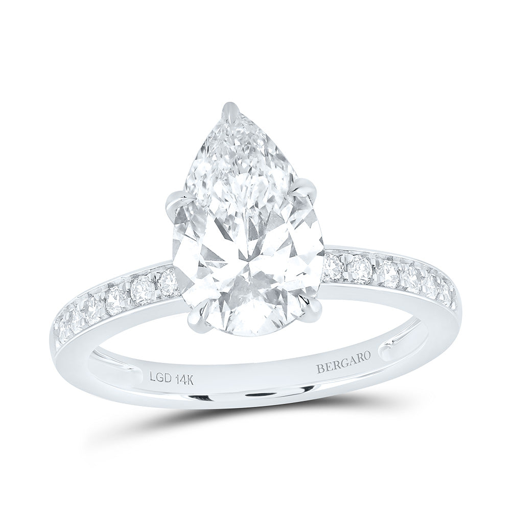 14K Yellow Or White Gold 3 1/4 Cttw Lab Grown Diamond 3 Cttw Center Pear Engagement Ring