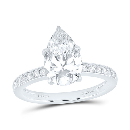 14K Yellow Or White Gold 3 1/4 Cttw Lab Grown Diamond 3 Cttw Center Pear Engagement Ring