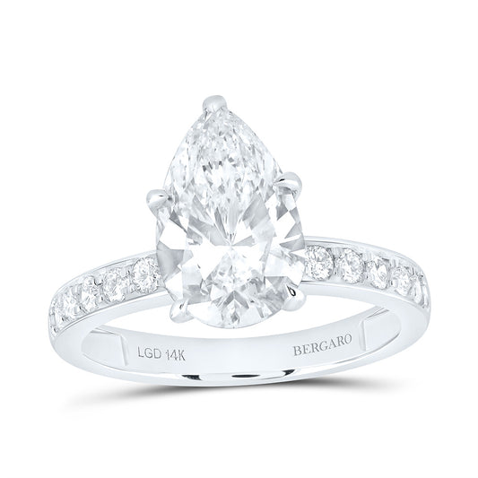 14K Yellow Or White Gold 3 1/2 Cttw Lab Grown Diamond 3 Cttw Center Pear Engagement Ring