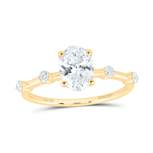 14K Yellow Gold 1 Cttw Lab Grown Diamond 7/8 Cttw Center Oval Engagement Ring