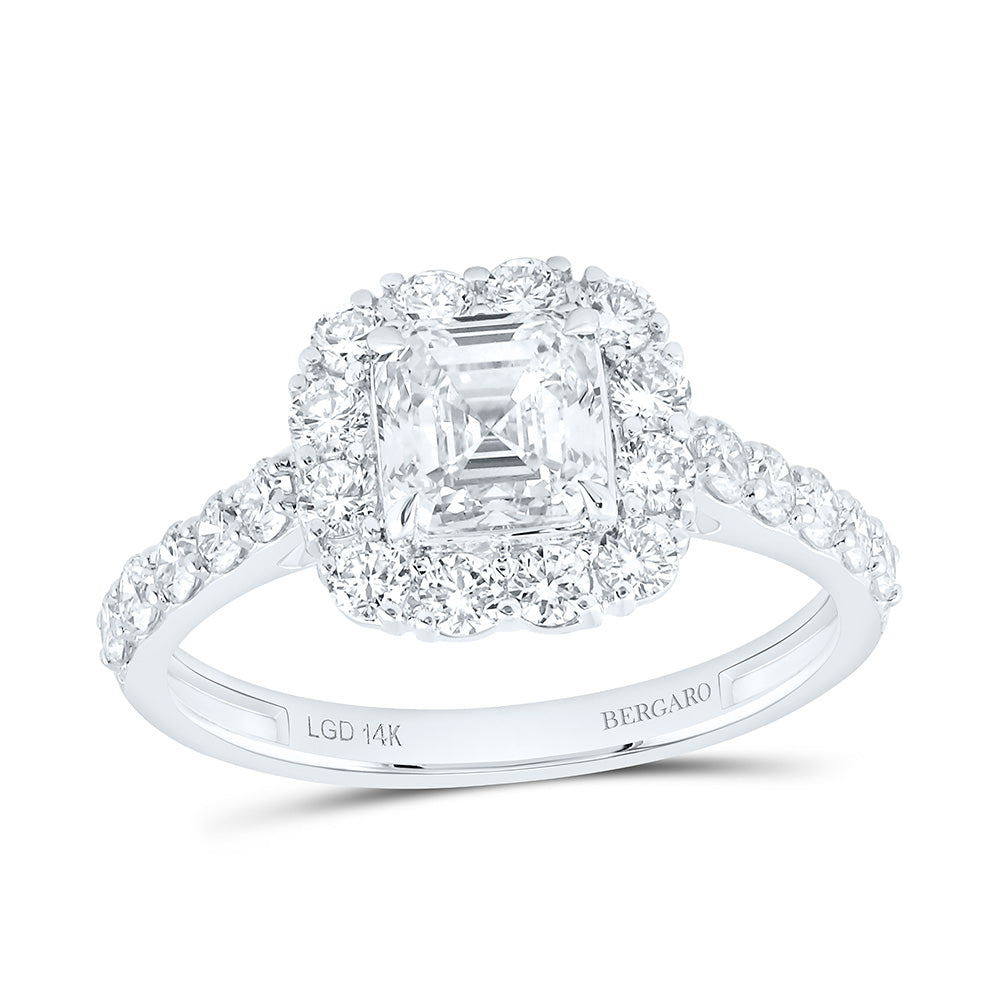 14K Yellow Or White Gold 1 7/8 Cttw Lab Grown Diamond 1 Cttw Center Asscher Fashion Engagement Ring