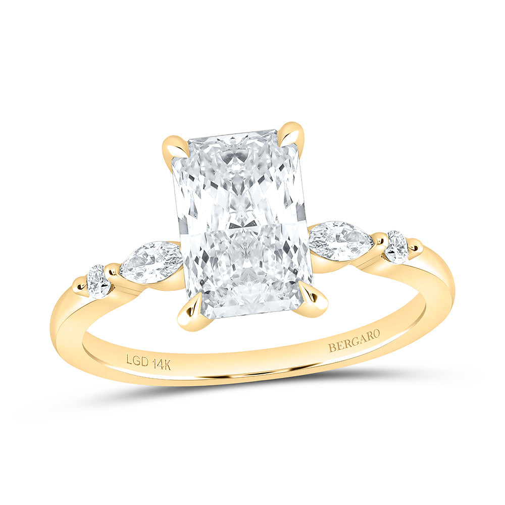 14K Yellow Or White Gold 2 1/5 Cttw Lab Grown Diamond 2 Cttw Center Radiant Engagement Ring