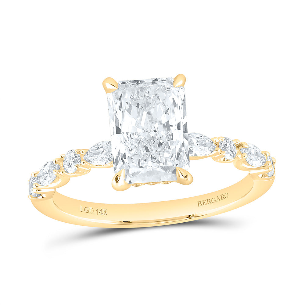 14K Yellow Or White Gold 2 1/2 Cttw Lab Grown Diamond 2 Cttw Center Radiant Engagement Ring