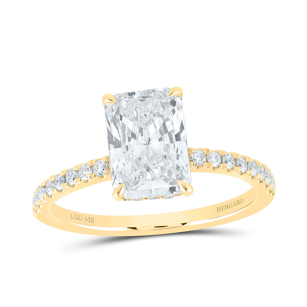 14K Yellow Or White Gold Lab Grown Diamond 2 Cttw Center Fashion Radiant Engagement Ring