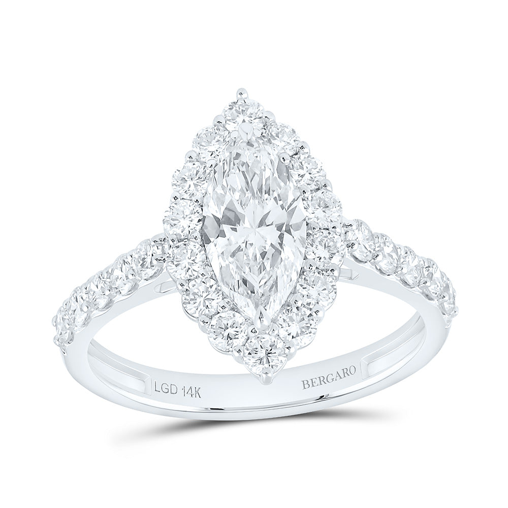 14K Yellow Or White Gold 1 7/8 Cttw Lab Grown Diamond 1 Cttw Center Marquise Engagement Ring
