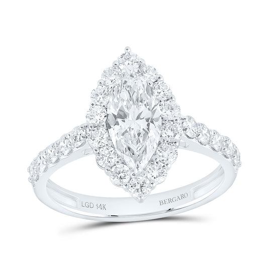 14K Yellow Or White Gold 1 7/8 Cttw Lab Grown Diamond 1 Cttw Center Marquise Engagement Ring