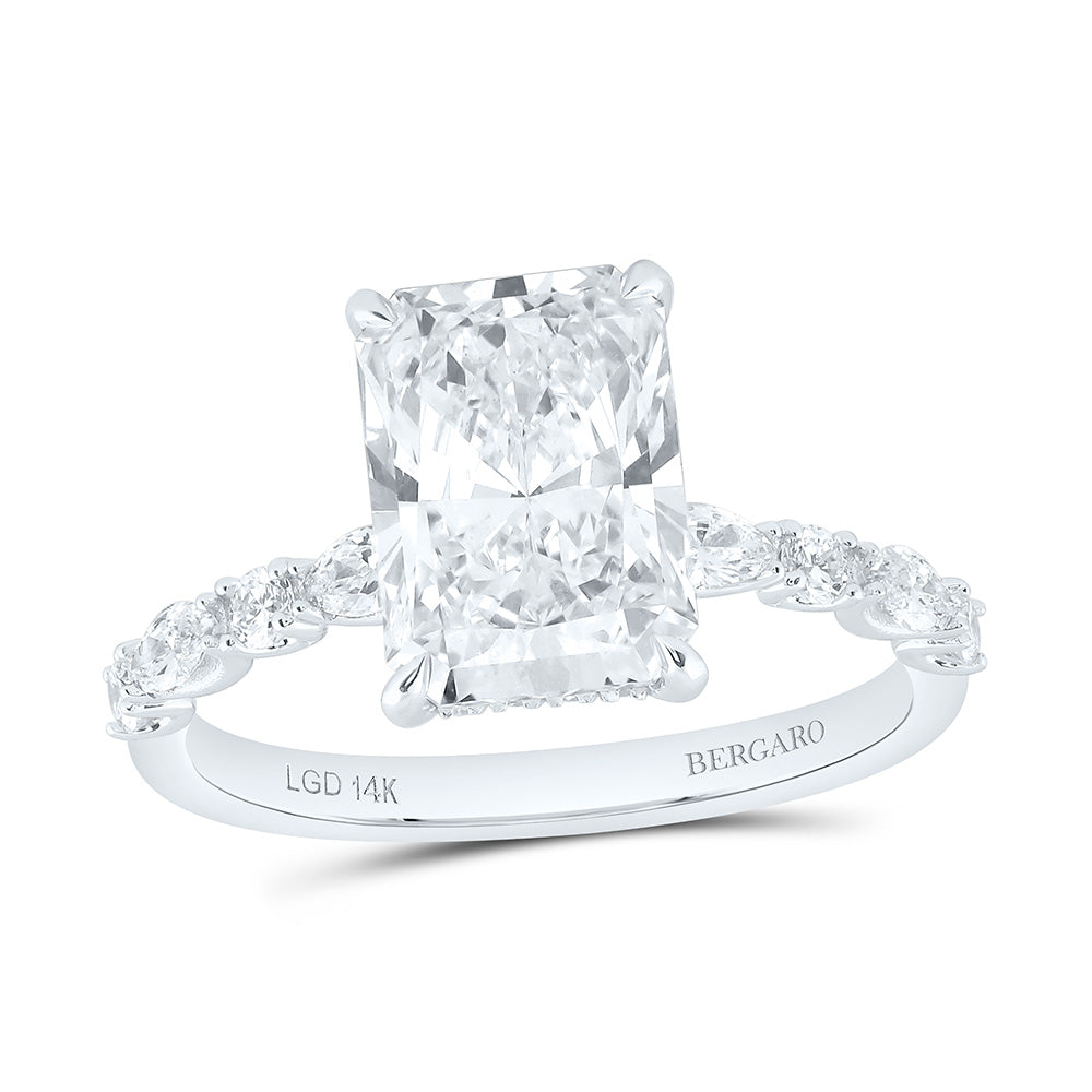 14K Yellow Or White Gold 3 1/2 Cttw Lab Grown Diamond 3 Cttw Center Radiant Engagement Ring