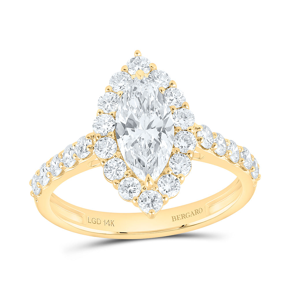 14K Yellow Or White Gold 1 7/8 Cttw Lab Grown Diamond 1 Cttw Center Marquise Engagement Ring