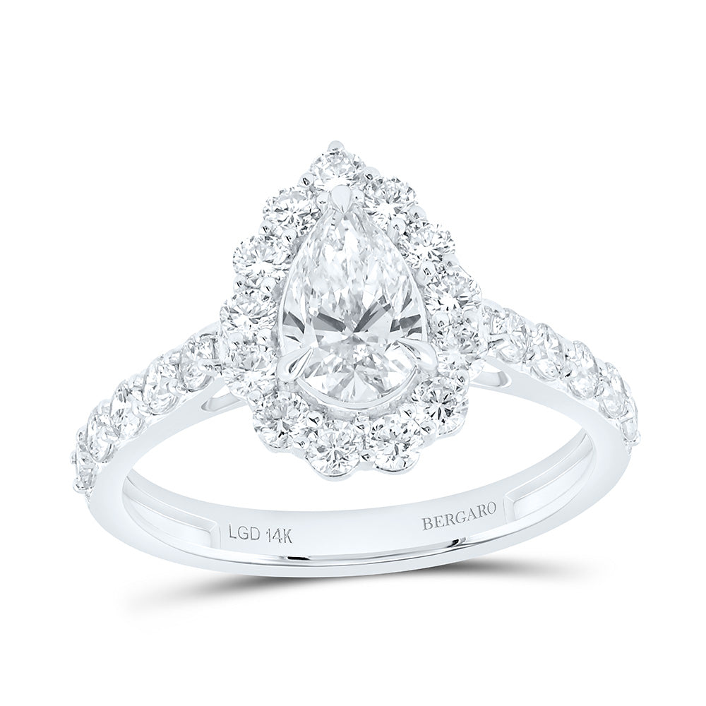 14K Yellow Or White Gold 1 5/8 Cttw Lab Grown Diamond 3/4 Cttw Center Pear Engagement Ring