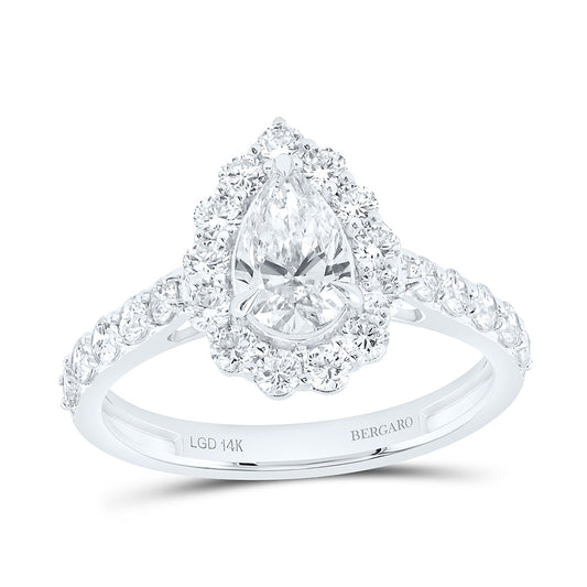 14K Yellow Or White Gold 1 5/8 Cttw Lab Grown Diamond 3/4 Cttw Center Pear Engagement Ring