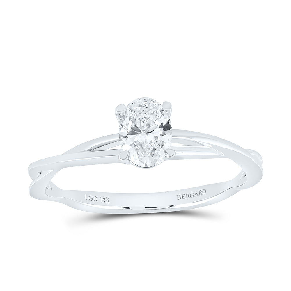 14K Yellow Or White Gold 1/2 Cttw Lab Grown Diamond Oval Solitaire Ring