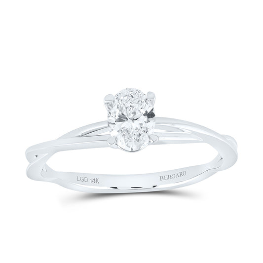 14K Yellow Or White Gold 1/2 Cttw Lab Grown Diamond Oval Solitaire Ring