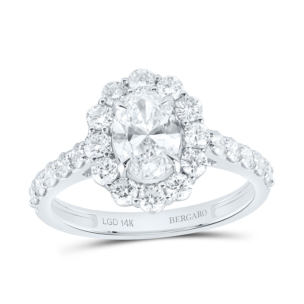 14K Yellow Or White Gold 1 7/8 Cttw Lab Grown Diamond 7/8 Cttw Center Oval Engagement Ring